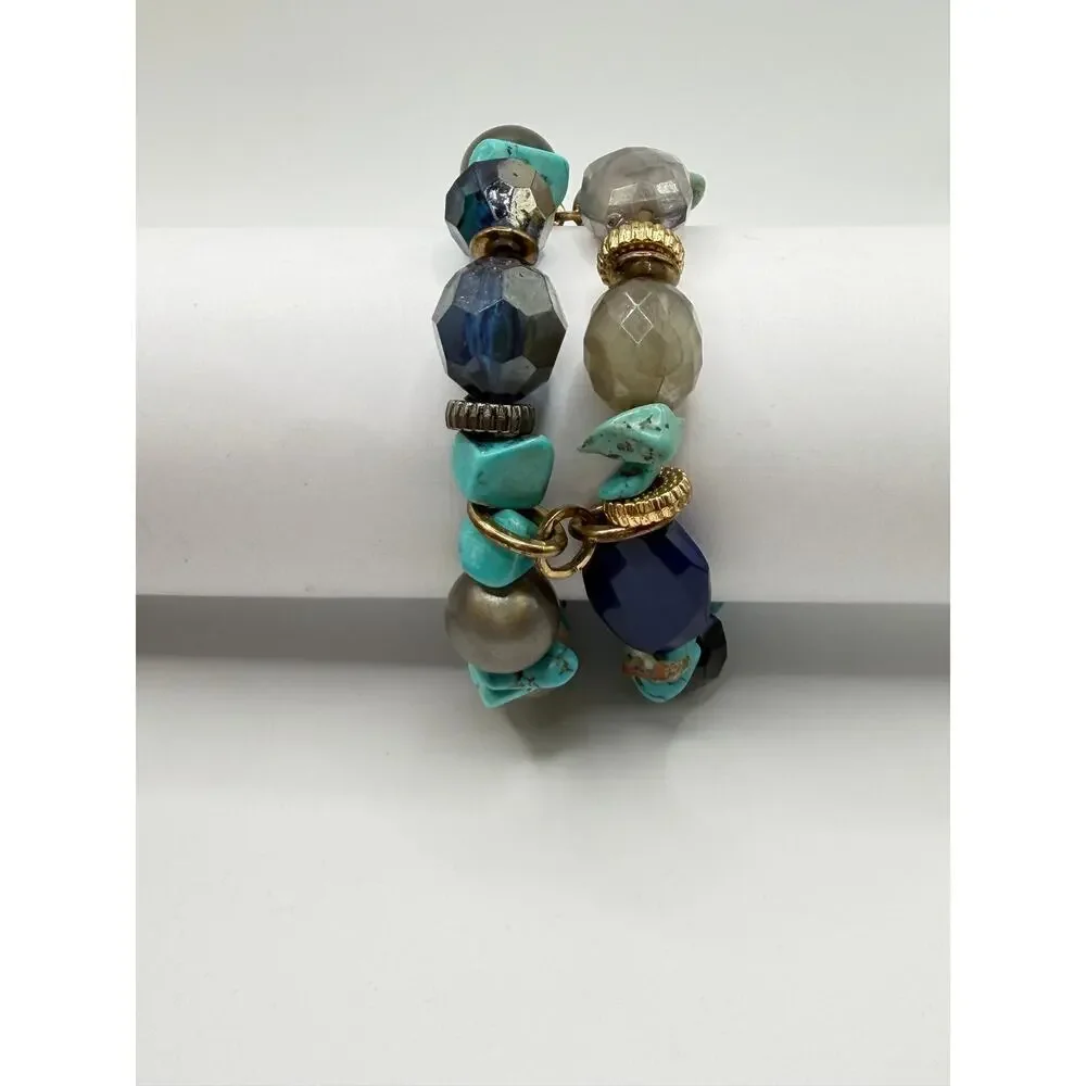 💙 Blue Turquoise Linked Double Wrap Bracelet